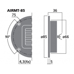 AIRMT-85 Głośnik wysokotonowy Air Motion Transformer, 20W<sub>RMS</sub>, 4Ω