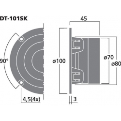 DT-101SK Kopułkowy głośnik wysokotonowy HiFi,  50W<sub>MAX</sub>, 30W<sub>RMS</sub>, 8Ω