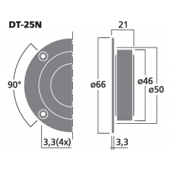 DT-25N Neodymowy głośnik wysokotonowy HiFi, 80W<sub>MAX</sub>, 40W<sub>RMS</sub>, 8Ω