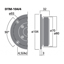 DTM-104/4 Kopułkowe głośniki wysokotonowe, 45W<sub>RMS</sub>, 8Ω (/8) oraz 4Ω (/4)