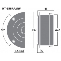 HT-958PA/SW Wysokotonowy głośnik pierścieniowy, 60W<sub>MAX</sub>, 30W<sub>RMS</sub>, 8Ω
