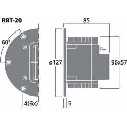 RBT-20 Para wstęgowych głośników wysokotonowych, 50W<sub>MAX</sub>, 25W<sub>RMS</sub>, 8Ω