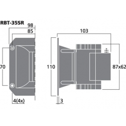 RBT-35SR Para wstęgowych głośników wysokotonowych, 25W<sub>MAX</sub>, 12W<sub>RMS</sub>, 7Ω