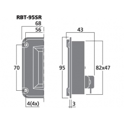 RBT-95SR Wstęgowy głośnik wysokotonowy, 70W<sub>MAX</sub>, 40W<sub>RMS</sub>, 8Ω