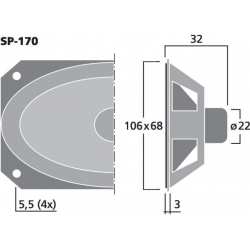 SP-170 Miniaturowy głośnik, 2W<sub>MAX</sub>, 1W<sub>RMS</sub>, 8Ω
