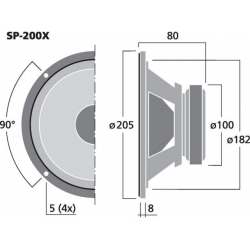 SP-200X Głośnik szerokopasmowy HiFi, 70W<sub>MAX</sub>, 35W<sub>RMS</sub>, 8Ω