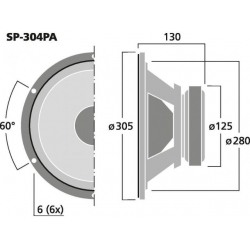 SP-304PA Głośnik niskotonowy PA dużej mocy, 175W<sub>RMS</sub>, 4Ω