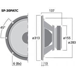 SP-30PATC Głośnik szerokopasmowy PA, 400W<sub>MAX</sub>, 200W<sub>RMS</sub>, 8Ω