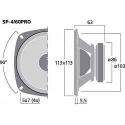SP-4/60PRO Głośnik średniotonowy PA, 60W<sub>MAX</sub>, 30W<sub>RMS</sub>, 8Ω