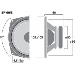 SP-60/8 Głośniki nisko-średniotonowe HiFi, 60W<sub>MAX</sub>, 30W<sub>RMS</sub>, 8Ω (/8) oraz 4Ω (/4)