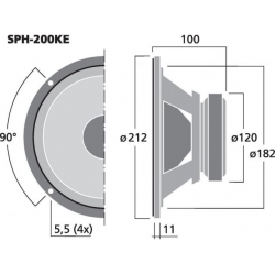SPH-200KE Głośnik nisko-średniotonowy top HiFi, 120W<sub>MAX</sub>, 80W<sub>RMS</sub>, 8Ω