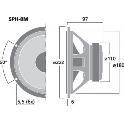 SPH-8M Głośnik niskotonowy HiFi, 100W<sub>RMS</sub>, 8Ω