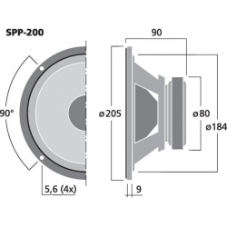 SPP-200 Głośnik nisko-średniotonowy, 60W<sub>MAX</sub>, 30W<sub>RMS</sub>, 8Ω
