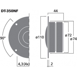 DT-350NF Kopułkowy głośnik wysokotonowy HiFi, 150W<sub>MAX</sub>, 80W<sub>RMS</sub>, 8Ω