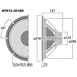 NTR12-3018D Profesjonalny głośnik nisko-średniotonowy PA, 350W, 8Ω