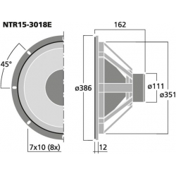 NTR15-3018E Profesjonalny głośnik niskotonowy PA, 450W, 8Ω